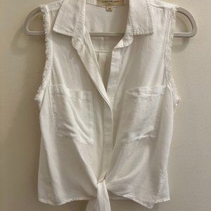 Cloth & Stone Size XS White Sleeveless Top with Fringe